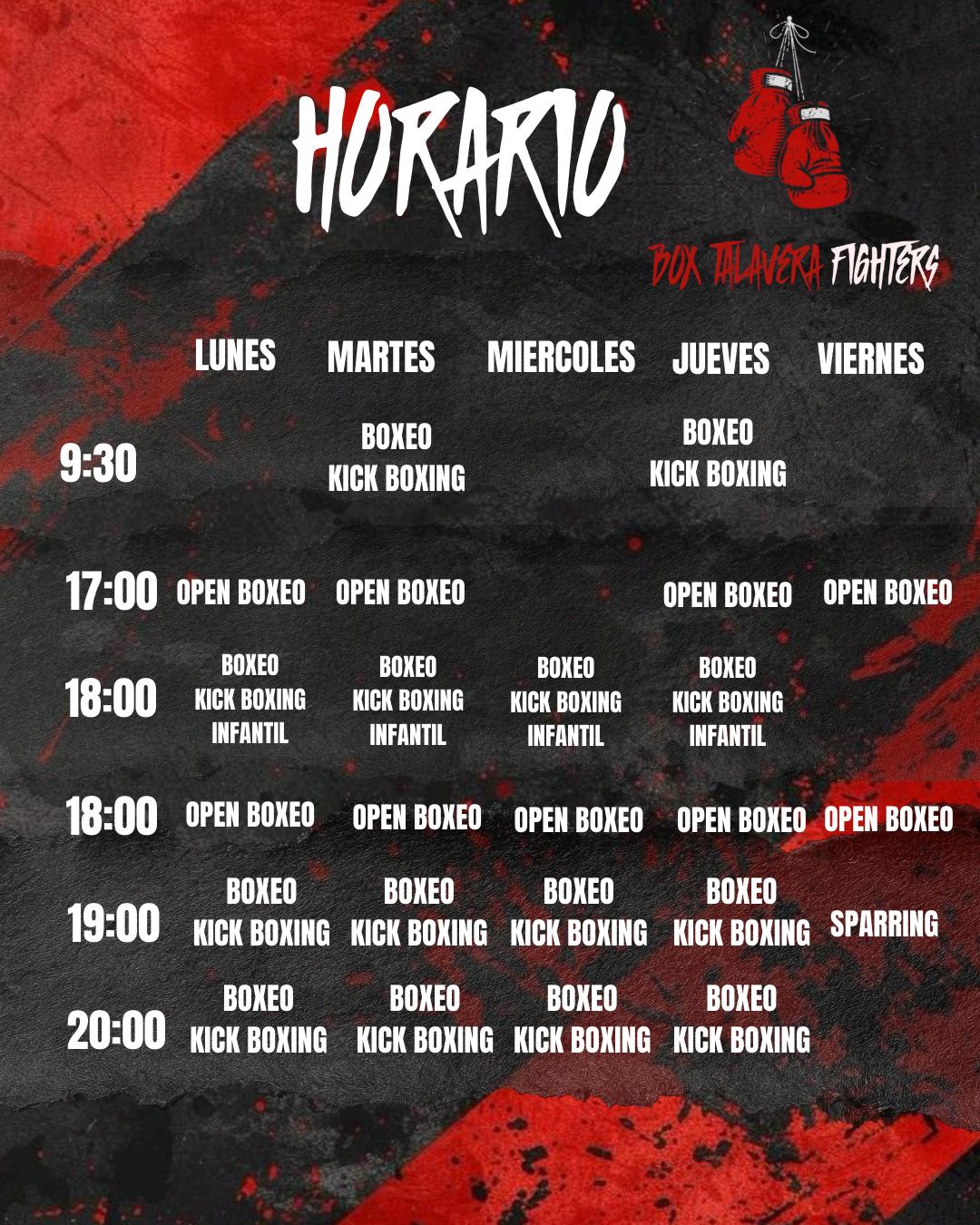 Horario del gimnasio Box Talavera Fighters